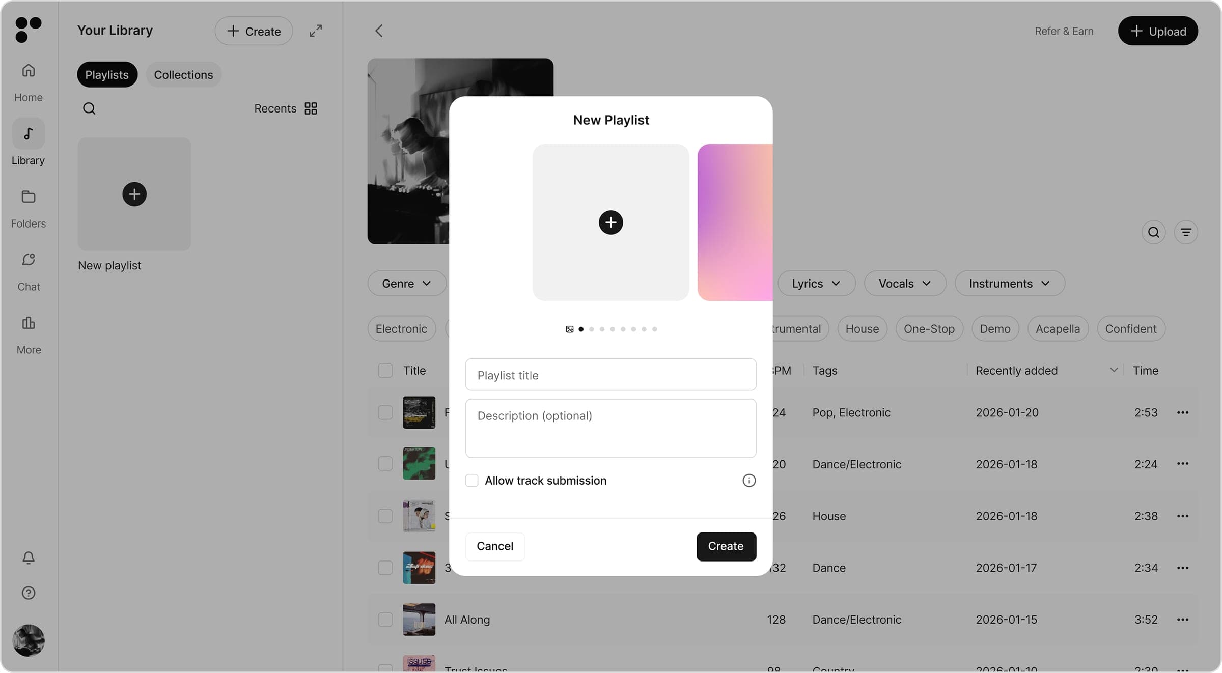 Creating a playlist in Postal