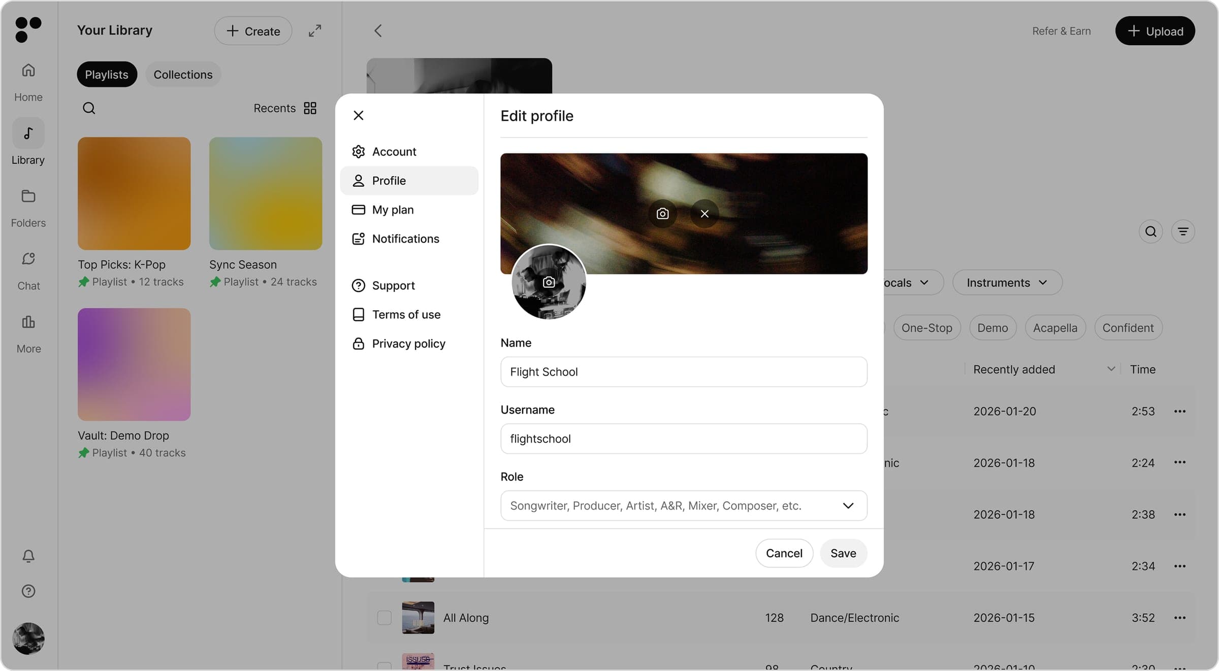 Profile setup in Postal