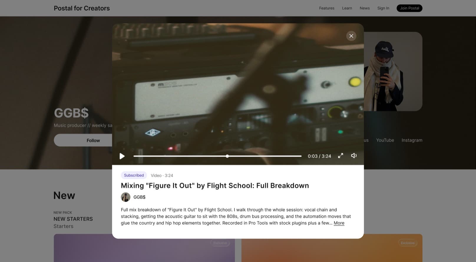 A video on a storefront page